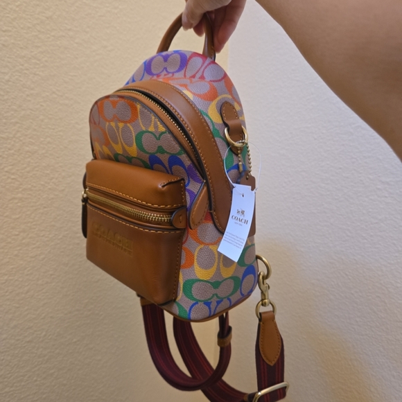 Coach Small Backpack  In Rainbow Signature Canvas - Picture 15 of 15